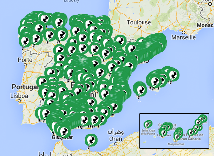 Mapa todas las pistas de pádel registradas en PadelEn